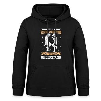 Witziger Square Dance Spruch - Frauen Hoodie - Schwarz - Vorne - AI Model Female 172 light (172cm)