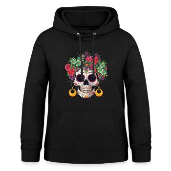 Bunte Blume Muertos Tag Des Toten Halloween - Frauen Hoodie - Schwarz - Vorne - AI Model Female 172 light (172cm)