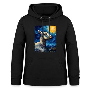 Ziege Bauernhof Tier Landwirt Sternennacht Malerei - Frauen Hoodie - Schwarz - Vorne - AI Model Female 172 light (172cm)