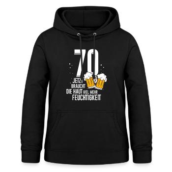 70 Geburtstag Haut Feuchtigkeit Männer Bier Humor - Frauen Hoodie - Schwarz - Vorne - AI Model Female 172 light (172cm)