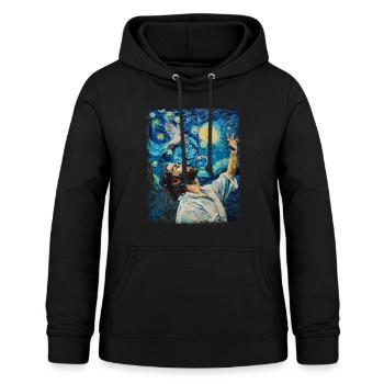 Jésus Colombe Blanche Chrétien Nuit étoilée Peinture - Sweat à capuche Femme - noir - Devant - AI Model Female 172 light (172cm)