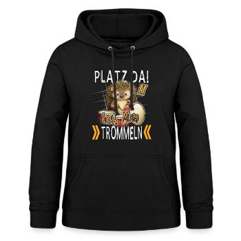 Platz Da! Ich Muss Trommeln Lustiger Igel - Frauen Hoodie - Schwarz - Vorne - AI Model Female 172 light (172cm)