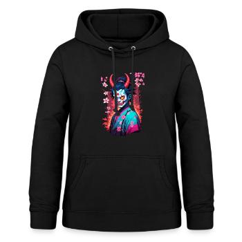 Oni Samurai Vaporwave Esthétique Culture japonaise - Sweat à capuche Femme - noir - Devant - AI Model Female 172 light (172cm)