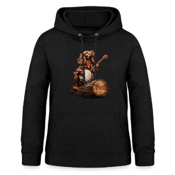 Brittany Spaniel Chien Joueur de Banjo Bluegrass - Sweat à capuche Femme - noir - Devant - AI Model Female 172 light (172cm)
