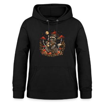 Cottagecore Ästhetische Racoon Spielen Gitarre Pil - Frauen Hoodie - Schwarz - Vorne - AI Model Female 172 light (172cm)