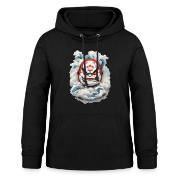 Japanischer Daruma Aesthetic Yokai Vintage - Frauen Hoodie - Schwarz - Vorne - AI Model Female 172 light (172cm)