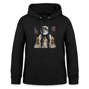 Brittany Spaniel Chien Lune Hurlante - Sweat à capuche Femme - noir - Devant - AI Model Female 172 light (172cm)