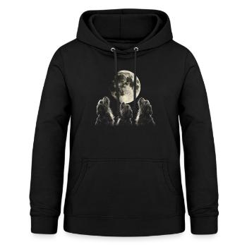 Chien Bichon Havanais Lune Hurlante - Sweat à capuche Femme - noir - Devant - AI Model Female 172 light (172cm)