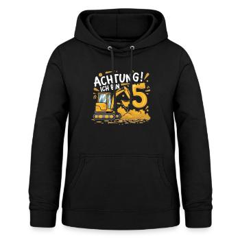 5. Geburtstag Junge 5 Jahre Bagger Baustelle - Frauen Hoodie - Schwarz - Vorne - AI Model Female 172 light (172cm)