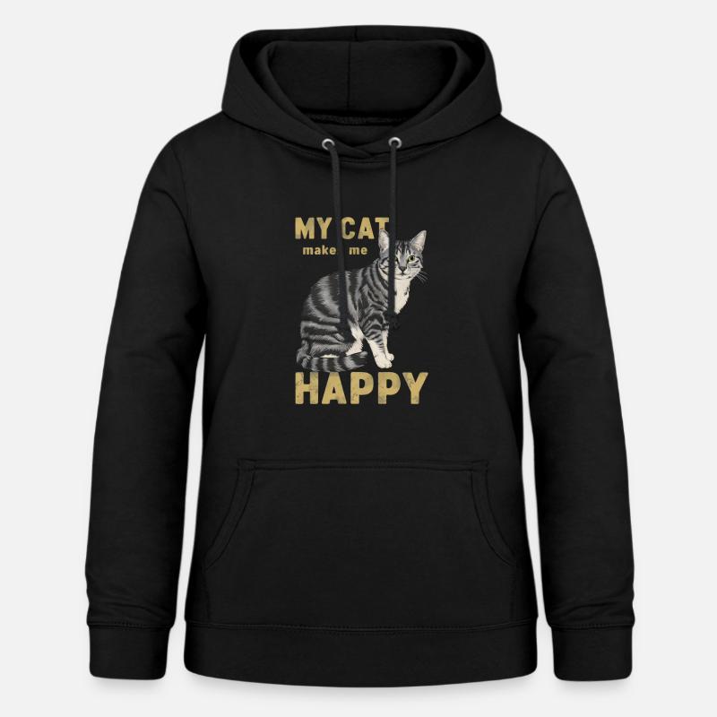 Mon chat me rend heureuse - Sweat à capuche Femme - noir