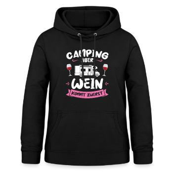 Campen Wein Wohnwagen Geschenk - Frauen Hoodie - Schwarz - Vorne - AI Model Female 172 light (172cm)