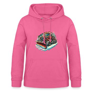 Winter Christmas Snow Removal Machine Vehicle - Women's Hoodie - pink - Front - AI Model Female 172 light (172cm)
