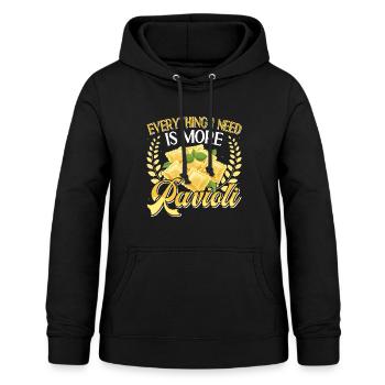 Touche à mon motif de raviolis - Sweat à capuche Femme - noir - Devant - AI Model Female 172 light (172cm)