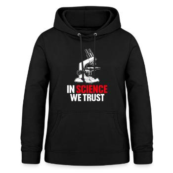 In der Wissenschaft vertrauen wir Lustiger Wissenschaftler im Wissenschaftslabor - Frauen Hoodie - Schwarz - Vorne - AI Model Female 172 light (172cm)