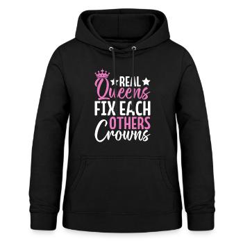 Echte Königinnen fixieren sich gegenseitig Kronen Glitzer Glamour - Frauen Hoodie - Schwarz - Vorne - AI Model Female 172 light (172cm)