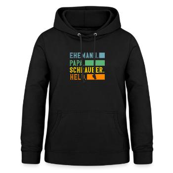 Ehemann Papa Schrauber Held - Frauen Hoodie - Schwarz - Vorne - AI Model Female 172 light (172cm)