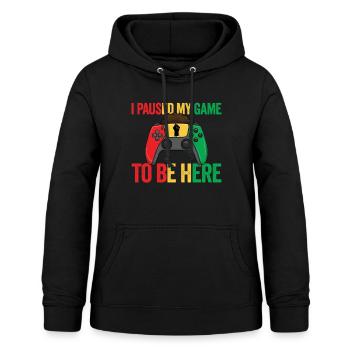 Ich habe mein Spiel pausiert, um hier zu sein. Vid - Frauen Hoodie - Schwarz - Vorne - AI Model Female 172 light (172cm)