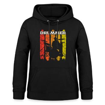 Vintage Retro Schlagzeuger Musiker - Frauen Hoodie - Schwarz - Vorne - AI Model Female 172 light (172cm)