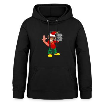 Rap Affe Weihnachten Musik Weihnachtszeit - Frauen Hoodie - Schwarz - Vorne - AI Model Female 172 light (172cm)