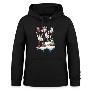 Hase Kaninchen Weihnachtsmann Weihnachten Geschenk - Frauen Hoodie - Schwarz - Vorne - AI Model Female 172 light (172cm)