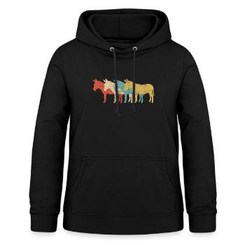Retro Esel - Frauen Hoodie - Schwarz - Vorne - AI Model Female 172 light (172cm)