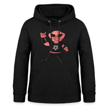Heavy Metal Schwein, pommesgabel rocker hardrock - Frauen Hoodie - Schwarz - Vorne - AI Model Female 172 light (172cm)
