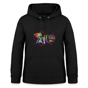 Iguane Polygone - Sweat à capuche Femme - noir - Devant - AI Model Female 172 light (172cm)