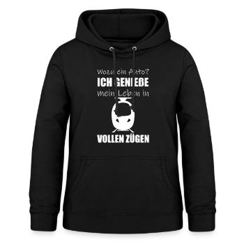 Zug Spruch: Ich genieße mein Leben in vollen Zügen - Frauen Hoodie - Schwarz - Vorne - AI Model Female 172 light (172cm)
