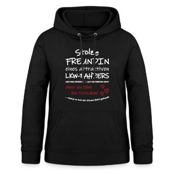 Stolze Freundin eines LKW Fahrers - Frauen Hoodie - Schwarz - Vorne - AI Model Female 172 light (172cm)