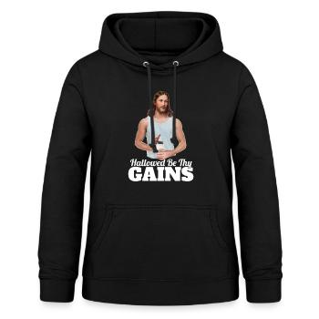 Que tes gains soient sanctifiés - Sweat à capuche Femme - noir - Devant - AI Model Female 172 light (172cm)
