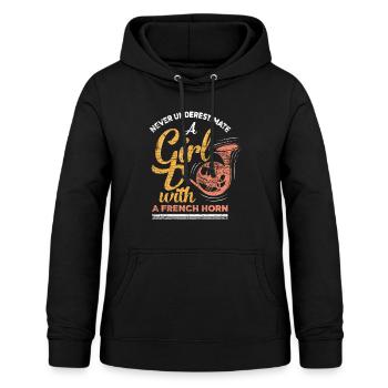 Waldhorn Instrument - Frauen Hoodie - Schwarz - Vorne - AI Model Female 172 light (172cm)