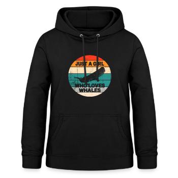 gerade ein Mädchen, das Wale liebt Retro Vintager Entwurf - Frauen Hoodie - Schwarz - Vorne - AI Model Female 172 light (172cm)
