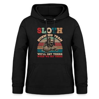 Vintage Sloth Running Team We'll Get There - Women's Hoodie - black - Front - AI Model Female 172 light (172cm)