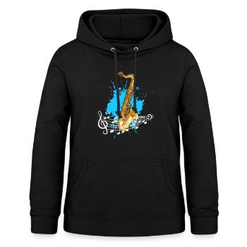 saxophone - Sweat à capuche Femme - noir - Devant - AI Model Female 172 light (172cm)