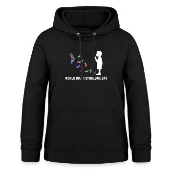 Welt-Down-Syndrom-Tagesbewusstseins-Kindersocken - Frauen Hoodie - Schwarz - Vorne - AI Model Female 172 light (172cm)