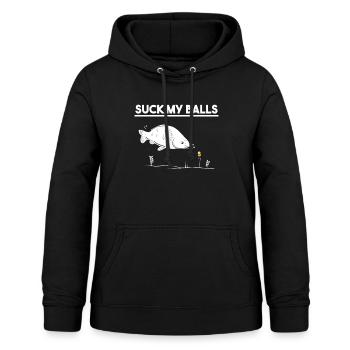 Suck My Balls Karpfenangler Boilies Spruch Lustig - Frauen Hoodie - Schwarz - Vorne - AI Model Female 172 light (172cm)