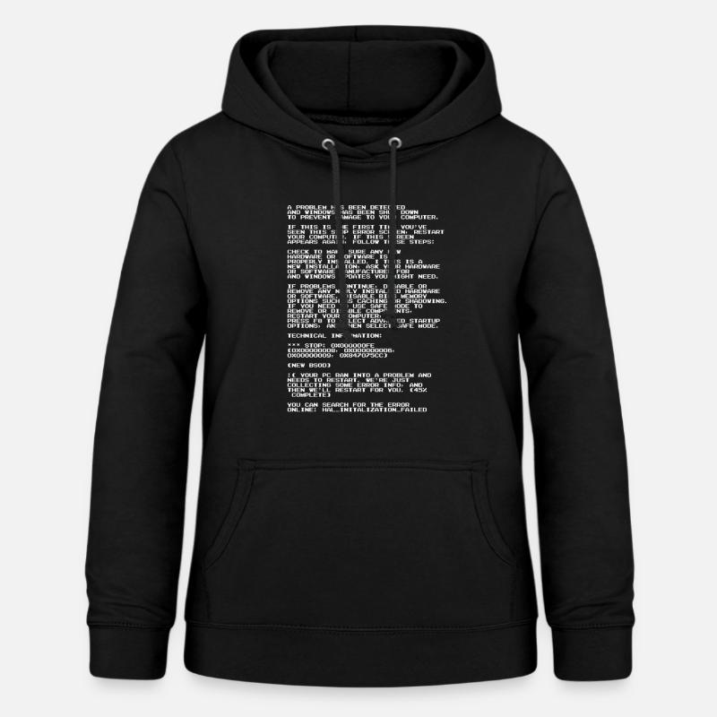 Blauer Bildschirm des Todes Computerbildschirm - Frauen Hoodie - Schwarz