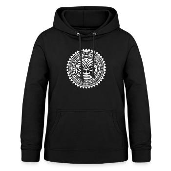 Cercle de tatouage polynésien face au soleil - Sweat à capuche Femme - noir - Devant - AI Model Female 172 light (172cm)