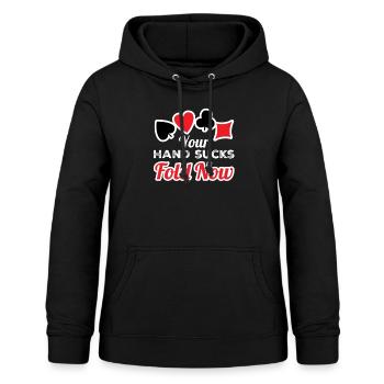 Joueur de poker, votre main suce Fold maintenant - Sweat à capuche Femme - noir - Devant - AI Model Female 172 light (172cm)