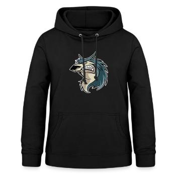 wütend Wolf Fangs Zähne Knurren - Frauen Hoodie - Schwarz - Vorne - AI Model Female 172 light (172cm)
