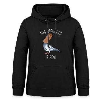 The Struggle Is Real Shirt Pigeons élevage de pigeons - Sweat à capuche Femme - noir - Devant - AI Model Female 172 light (172cm)