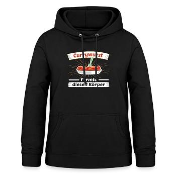 Currywurst formte diesen Körper / Wurst mit Pommes - Frauen Hoodie - Schwarz - Vorne - AI Model Female 172 light (172cm)