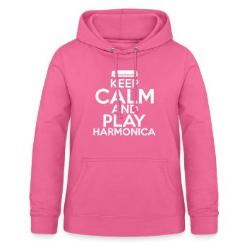 Keep Calm And Play Harmonica Mundharmonika - Frauen Hoodie - Pink - Vorne - AI Model Female 172 light (172cm)