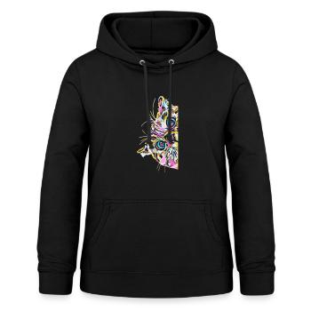 kat - Dame hoodie - sort - Foran - AI Model Female 172 light (172cm)