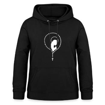 Katholisches Kirchen Motiv mit Nonne & Rosenkranz - Frauen Hoodie - Schwarz - Vorne - AI Model Female 172 light (172cm)