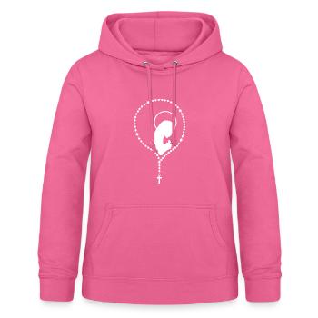 Katholisches Kirchen Motiv mit Nonne & Rosenkranz - Frauen Hoodie - Pink - Vorne - AI Model Female 172 light (172cm)