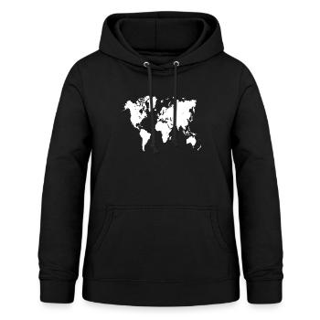 Die Welt auf deinem Artikel. Weltkarte in weiß - Frauen Hoodie - Schwarz - Vorne - AI Model Female 172 light (172cm)