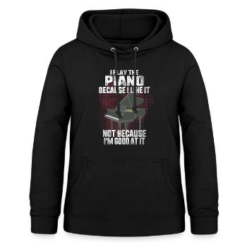 Je joue du piano parce que je l'aime pas parce que - Sweat à capuche Femme - noir - Devant - AI Model Female 172 light (172cm)