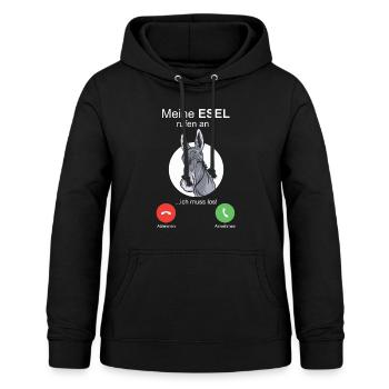Esel ruft an I Handy Burro Muli Maultier Mama Papa - Frauen Hoodie - Schwarz - Vorne - AI Model Female 172 light (172cm)