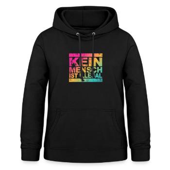 Kein Mensch ist illegal - Gegen Rechts - FCK NZS - Frauen Hoodie - Schwarz - Vorne - AI Model Female 172 light (172cm)